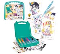 Lansay - BLOPENS - Maletín Manga - Rotuladores para Colorear Infantiles para soplar Desde 5 años - Formato transportable Plantillas Reutilizables - 6 Blopens 6 Plantillas 6 Hojas +40 Stickers