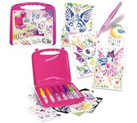 Lansay - BLOPENS - Maletín Universo Fantástico - Rotuladores para Colorear Infantiles para soplar Desde 5 años - Plantillas Reutilizables - 6 Blopens 6 Plantillas 6 Hojas +40 Stickers