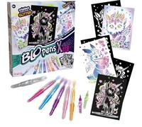 Lansay - BLOPENS X-TRA - Set Criaturas de Purpurina - Kit de Dibujo con lápices de Colores soplables, Plantillas Reutilizables y Tubos de Purpurina - Idea de Regalo para niños a Partir de 6 años