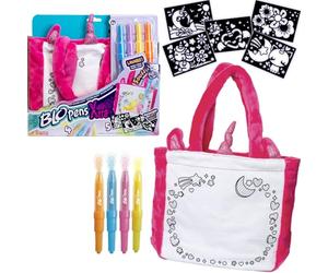 Lansay - BLOPENS X-TRA - Styl'Bag Unicorn - Kit para Personalizar Bolsas -A Partir de 6 años Incluye-4 rotuladores sopladores Blopens, 5 Plantillas Reutilizables - Bolsa Unicornio incluida y Lavable