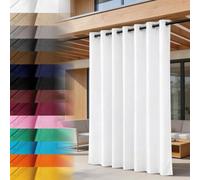Lantigo Cortina de Exterior Blanco 155x190 cm hidrófugo Pérgola | Balcón Jardín Terraza Ojales Alzapaños Sombreado Carport Cenador Privacidad Lounge