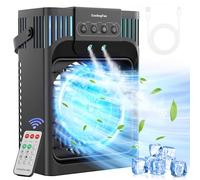 Lanyunary Aire Acondicionado Portatil Silencioso,1200ML Enfriador de Aire con Mando,3 Velocidades,3 Modos,2-8H Timer,7 LEDs,10W Climatizador Portatil Evaporativo para Dormitorios,Habitación,Oficina