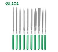 LAOA 10 juegos de limas Assor ted, archivo cuadrado triangular medio redondo plano, herramientas de Hardware de molienda de Metal, juego de limas de plástico verde