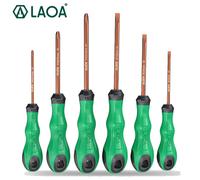 LAOA 6 uds juegos de destornilladores S2 aleación de acero cabeza Phillips mantenimiento destornillador cruzado herramientas para el hogar con magnético LA614206