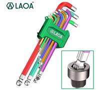 LAOA 9 Uds juego de llaves Allen Kit de llaves para tornillo Allen juego de llaves hexagonales de brazo largo herramientas manuales de llave hexagonal de 1,5mm a 10mm LA319106