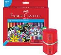 Lápices de colores "Castell" de Faber-Castell, caja de cartón de 60 lápices, 1 Spitzer + 60 Stifte