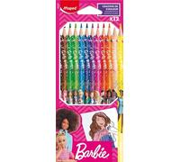 Lapices de Grafito para Niños - Lápices de Grafito de Barbie X12 - Colores Vibrantes y Duraderos - Colorear, Estuche Colores - Ideal Material Escolar - Maped