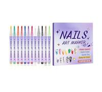 Lápices de uñas - 12 piezas impermeables de secado rápido - Marcadores de diseño de uñas | para dibujar, pintar, puntear, graffiti, niñas, niños, adolescentes, adultos, principiantes