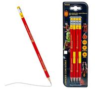 Lápices Oficiales Selección Española HB Pack 4 Unidades con Gomas Decoradas - Set Papelería Escolar La Roja para Colegio, Oficina y Dibujo