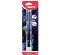 Lápices para Niños - Lápiz Grafito HB con Goma DeepSea - Estimula la Creatividad, Ideal para Material Escolar - Colores Vivos, Estuche Resistente - Maped