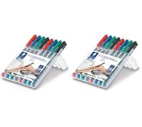Lápices Staedtler Lumocolor, juego de 8 lápices, edición especial soluble en agua y resistente al agua, punta F, ancho de línea aprox. 0,6 mm, alta calidad, fabricado en Alemania, 31-S WP8X.