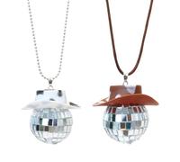 Lapiglo 2 piezas de accesorios colgantes de bola de discoteca para coche, dijes brillantes para espejo retrovisor para decoración del hogar, fiestas, adornos de plástico de 4 cm
