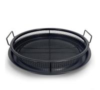 Lapiglo Bandeja redonda portátil de acero inoxidable, kit de parrilla de barbacoa de 33 cm para acampar al aire libre, accesorio de barbacoa fácil de limpiar, negro (negro)