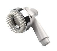 Lapiglo Cabezal de ducha de masaje a presión con cerdas suaves, tope de un botón para modo de flujo dual, pulverizador de mano de bajo consumo de agua, para el hogar, cocina, lavandería, color blanco