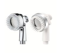 Lapiglo Cabezal de ducha multifuncional a presión con cerdas de masaje, tope de un botón para pulverizador de doble flujo, ducha de mano de bajo consumo de agua, para el hogar, lavandería, balcón