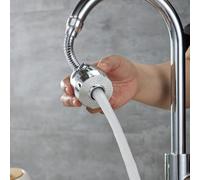 Lapiglo Extensor de aireador de grifo de cocina giratorio de 360 grados para cabezal de grifo de espuma antisalpicaduras de acero inoxidable con adaptador 14-23 mm, color plateado