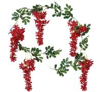 Lapiglo Guirnalda de flores de seda de jazmín artificial realista de 1,8 m, elegante decoración floral colgante para boda, hogar, jardín, blanco (rojo)