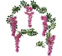 Lapiglo Guirnalda de flores de seda de jazmín artificial realista de 1,8 m, elegante decoración floral colgante para boda, hogar, jardín, blanco (rojo)
