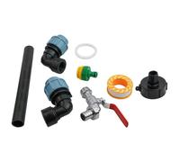 Lapiglo Kit adaptador IBC para tanque de 3/4 pulgadas con grifo de cuello de cisne de latón, colección de agua de lluvia, solución de riego de jardín fácil de instalar
