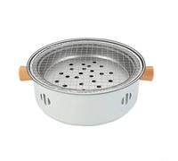 Lapiglo Mini parrilla portátil de carbón para barbacoa, sin rejilla y asas de madera, diseño de acero inoxidable fácil de limpiar para el hogar, patio, playa, al aire libre (blanco)