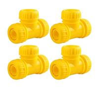Lapiglo Paquete de 4 conectores en T para manguera de jardín, divisor de 3 vías rápido para conectar manguera de 1 pulgada, 3/4 pulgadas, 1/2 pulgada, color amarillo