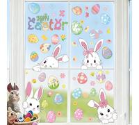 Lapiglo Paquete de 6 adhesivos para ventana de Pascua, calcomanías de conejo de conejo de doble cara para vidrio, calcomanías reutilizables de PVC para decoración del hogar, oficina, aula, fiesta, 20