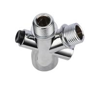 Lapiglo Válvula desviadora de ducha de 3 vías de 1/2 pulgada G1/2 hembra a adaptador doble macho, divisor de agua ABS, cabezal de ducha de mano, riego de jardín, color plateado