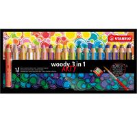 Lápiz de color multitalento STABILO woody 3 en 1 ARTY - Estuche con 18 colores y