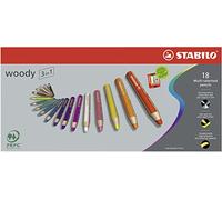 Lápiz de color multitalento STABILO woody 3 en 1 - Estuche con 18 colores y sacapuntas