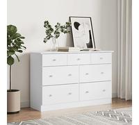 LAPOOH Cómoda cajonera Alta Madera Maciza Pino Blanco 112x35x73 cm, Comoda Dormitorio, Muebles Dormitorio, Cajonera para Armario, Gavetero Dormitorio, Cómodas Y Cajoneras