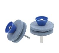 LAPYAPPE Afilador de Cuchillas para Cortacésped 2 Piezas Fácil Instalación Herramienta Afiladora de Cortacésped Corindón Marrón Azul Afilado Preciso y Rápido y Azadas de Jardín