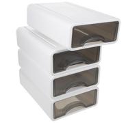 LAPYAPPE Caja de Almacenamiento de Escritorio Tipo Cajón 4 Piezas en Pp Blanco, Organizador Fácil de Limpiar para Mantener Orden en Casa y Escuela