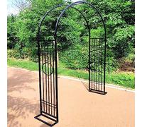 Lar - Arco de jardín para plantas trepadoras, hierro forjado para rosas y vides, tamaño ajustable, 140 cm a 340 cm, soporte de enrejado de jardín negro
