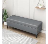 LAR - Juego de banco de almacenamiento tapizado y puf, elegante reposapiés y organizador, perfecto para dormitorio, sala de estar, entrada, ahorro de espacio, decoración multifuncional del hogar