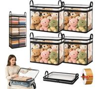 Large Heavy-Duty Thick Plastic Clear Storage Box with Hinged Lid, Extra Large Heavy-Duty Thick Plastic Clear Storage Bag for Clothes, Moving & Storage, Foldable & Dustproof Organization Bins (4pcs)