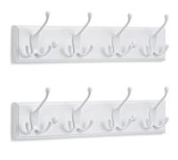 LARHN Perchero Pared Blanco (2 uds.) - 4 Colgadores - 42 cm - Percha