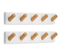 LARHN Perchero Pared Blanco (2 uds.) - 5 Colgadores XL - 42 cm - Percha