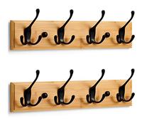 LARHN Perchero Pared Madera (2 uds.) - 4 Colgadores Negros - 42 cm - Percha