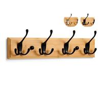 LARHN Perchero Pared Madera - 4 Colgadores Negros - 42 cm - Percha