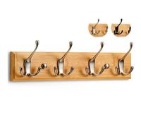 LARHN Perchero Pared Madera - 4 Colgadores Níquel Mate - 42 cm - Percha