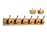 LARHN Perchero Pared Madera - 6 Colgadores Negros - 59 cm - Percha