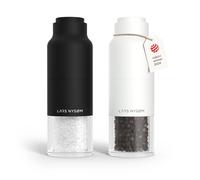 LARS NYSØM Juego de Molinillo de Sal y Pimienta Manual - Salero y Pimentero | Molinillos Sal y Pimienta Manuales - Acero Inoxidable - Molinillo Cerámico Ajustable - Molinera Especias - Diseño de Botella