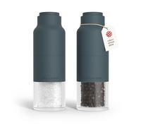LARS NYSØM: Juego de molinillos de sal y pimienta de acero inoxidable con mecanismo de molienda ajustable. Diseño tipo botella. Juego de molinillos de especias manual (azul piedra)