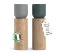 LARS NYSØM Molinillo de Sal y Pimienta de Madera Manual - Juego de Molinillos con Mecanismo de Cerámica Ajustable - Molinillo de Sal y Pimienta Elegante de Haya para Cocina o Mesa (Blue/Gray)