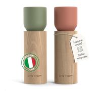LARS NYSØM Molinillo de Sal y Pimienta de Madera Manual - Juego de Molinillos con Mecanismo de Cerámica Ajustable - Molinillo de Sal y Pimienta Elegante de Haya para Cocina o Mesa (Red/Green)