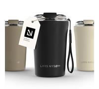 LARS NYSØM Taza Térmica Café 380ml - Aislante Vaso Termo Cafe para Llevar | Termo Cafe para Llevar de Acero Inoxidable - 4h Caliente 8h Frío Prueba de Fugas Bebida Caliente y Té - Correa y Tapa Tritan