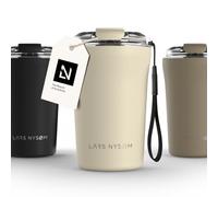 LARS NYSØM Taza Térmica Café 380ml - Aislante Vaso Termo Cafe para Llevar | Termo Cafe para Llevar de Acero Inoxidable - 4h Caliente 8h Frío Prueba de Fugas Bebida Caliente y Té - Correa y Tapa Tritan