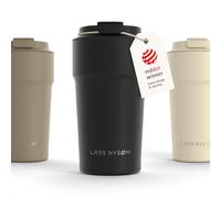 LARS NYSØM Taza térmica café para llevar 500ml | Travel Mug 0,5 L con aislante | Base de silicona antideslizante | Travel Mug de Acero Inoxidable para Café y Té (Carbon Black - Powder, 500ml)