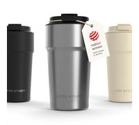 LARS NYSØM Taza térmica café para llevar 500ml | Travel Mug 0,5 L con aislante | Base de silicona antideslizante | Travel Mug de Acero Inoxidable para Café y Té (Stainless Steel - Powder, 500ml)