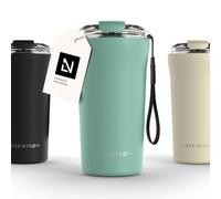 LARS NYSØM Taza térmica café para llevar con correa y Tapa Tritan | Termo Café de 0,5 litros con aislante | Travel mug de acero inoxidable a prueba de fugas (Aqua Turquoise, 500ml)